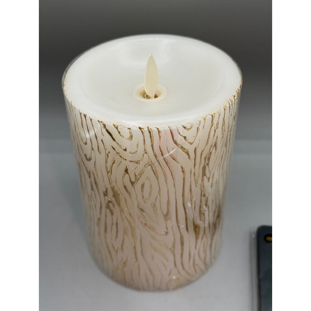 Martha Stewart x Luminara 5" Faux Wood Candle w/ Remote NEW